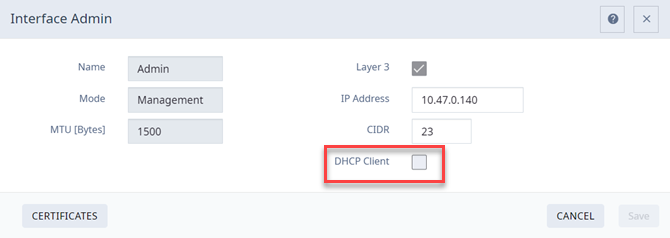 Admin Interface as a DHCP Client Admin Interface as a DHCP Client